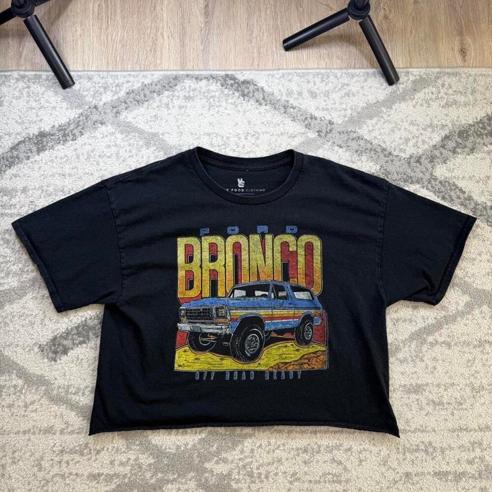 Junk Food Clothing Ford Bronco 79 Graphic Crop Top Tee Black Size small